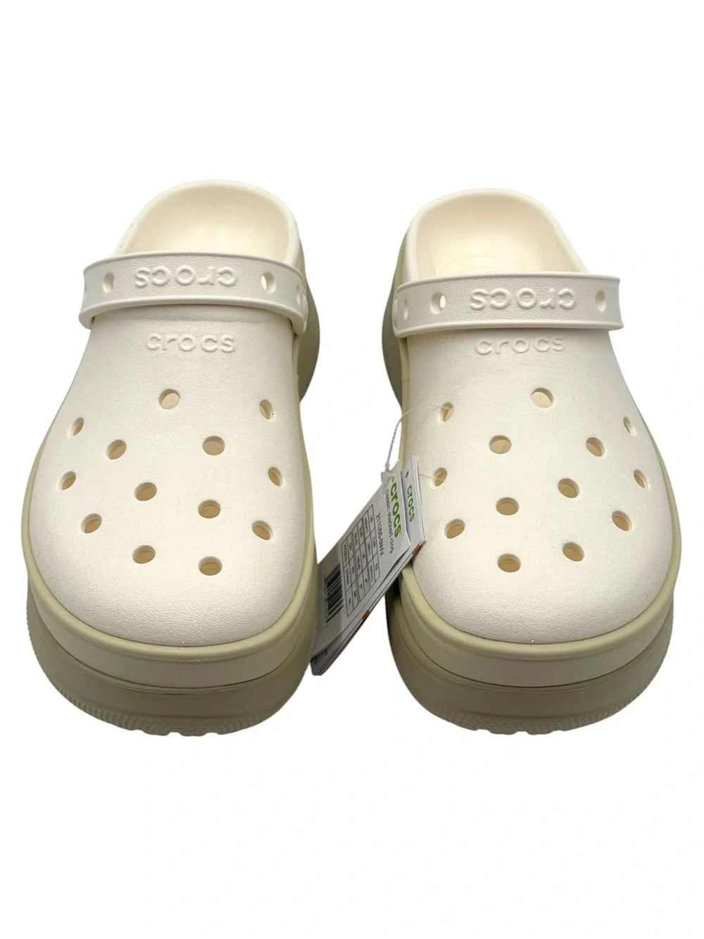 NWT Crocs Classic Stacked Clogs - Chalk / Neutral Platform Sandals Size 11W / 9M